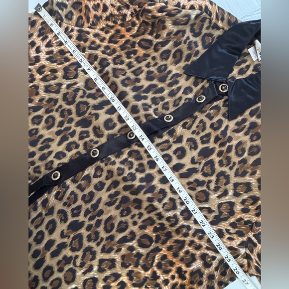 VINTAGE SAM Cheetah Print Satin Tunic Blouse Size XL - Picture 6 of 6